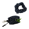 Ancol SOHO Polka Dot poop bag dispenser with matching hair scrunchie in navy recycled fabric