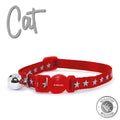 Ancol reflective star cat collar in red, 20.5-34cm, break-away buckle with an XL warning bell