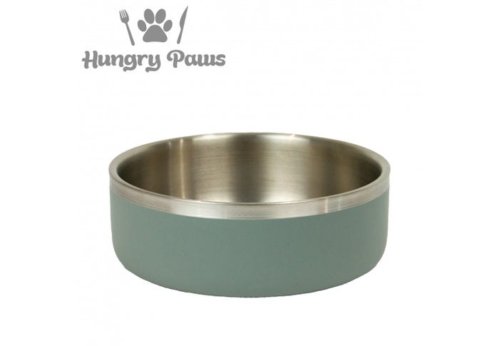 Ancol Sage double-walled stainless steel pet bowl, 2460ml, 22cm across on a non-slip base