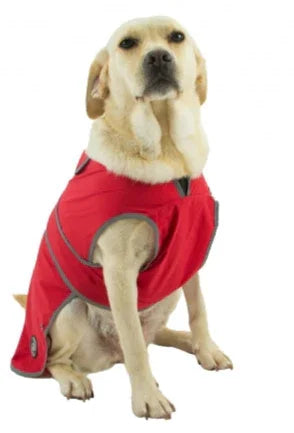 Ancol Stormguard softshell dog coat in bordeaux, XL 60cm back, waterproof shell with reflective edging