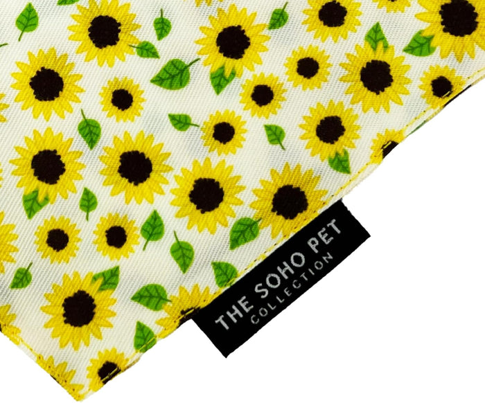 Ancol Soho bandana set, sunflower print and yellow check, two recycled fabric collar bandanas