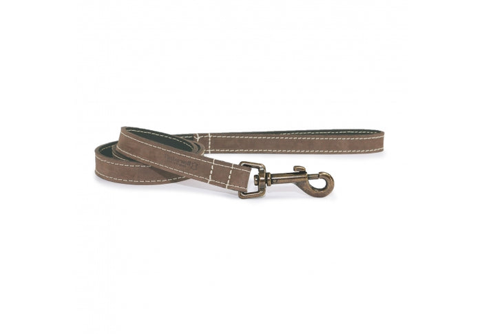 Ancol Timberwolf sable bridle leather dog lead, 1m by 1.9cm with trigger hook