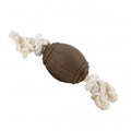 Ancol Tough ropey rugby tugger, oval coffee-grounds rubber ball on a rope for an uneven bounce