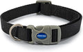 Ancol Viva adjustable dog collar in black, poly-weave webbing with quick-release buckle and slider