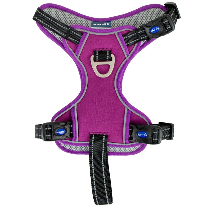 Ancol Viva exercise and travel dog harness in purple, size L for a 60-85cm chest