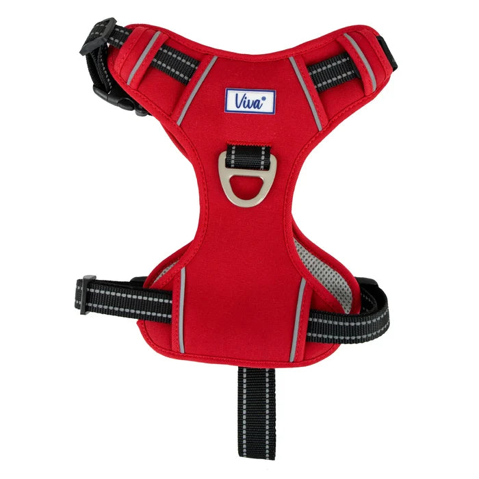 Ancol Viva exercise and travel dog harness in red, poly-weave webbing with a reflective band