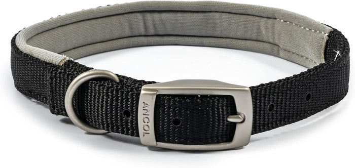 Ancol Viva padded dog collar in black, size 4 for a 35-43cm neck, soft padded poly-weave webbing