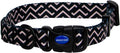 Ancol Soho zigzag dog collar, black recycled webbing with hand-drawn pale pink zigzags