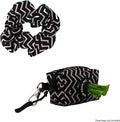 Ancol Soho zigzag poop bag dispenser and matching hair scrunchie in black recycled fabric