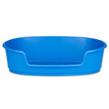 Animal Instincts moulded plastic pet bed in blue, 61cm size with a dropped front