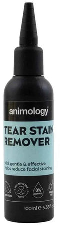 Animology mild and gentle tear stain remover for dogs, front of the 100ml bottle