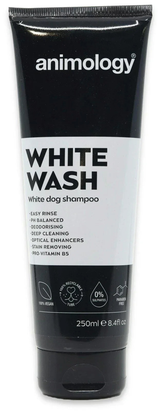 Animology White Wash shampoo for white and light coated dogs, 250ml bottle