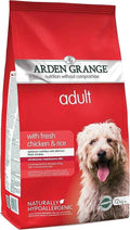 Arden Grange Adult with fresh chicken and rice dry dog food, 12kg bag, front of pack