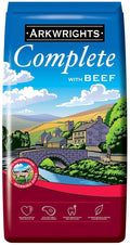 Arkwrights Complete Beef dry dog food, front of the 15kg sack