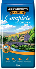 Arkwrights Sensitive Complete Extra Chicken dry dog food, front of the 15kg sack