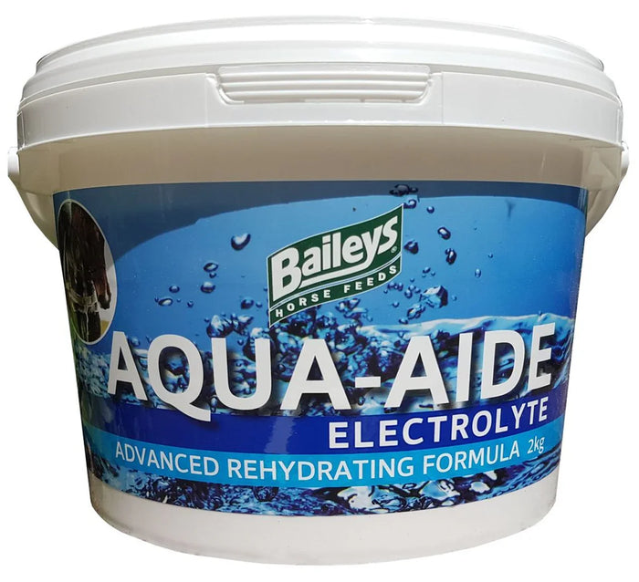 Baileys Aqua-Aide electrolyte tub, apple-flavoured powder mixed into water after sweating