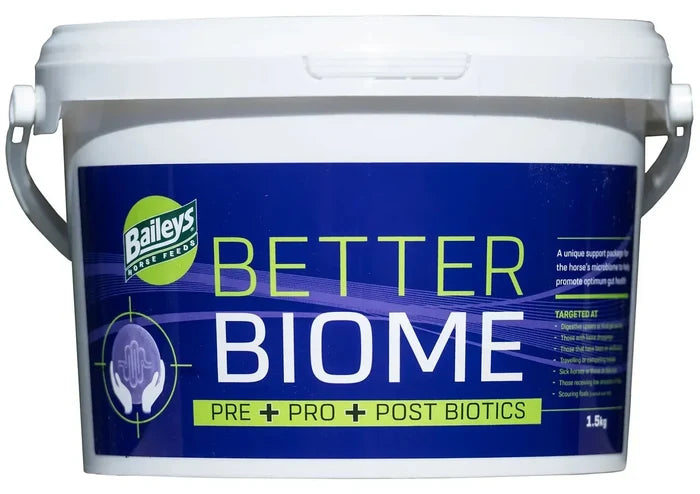 Baileys Better Biome tub, a powdered prebiotic, probiotic and postbiotic hindgut supplement