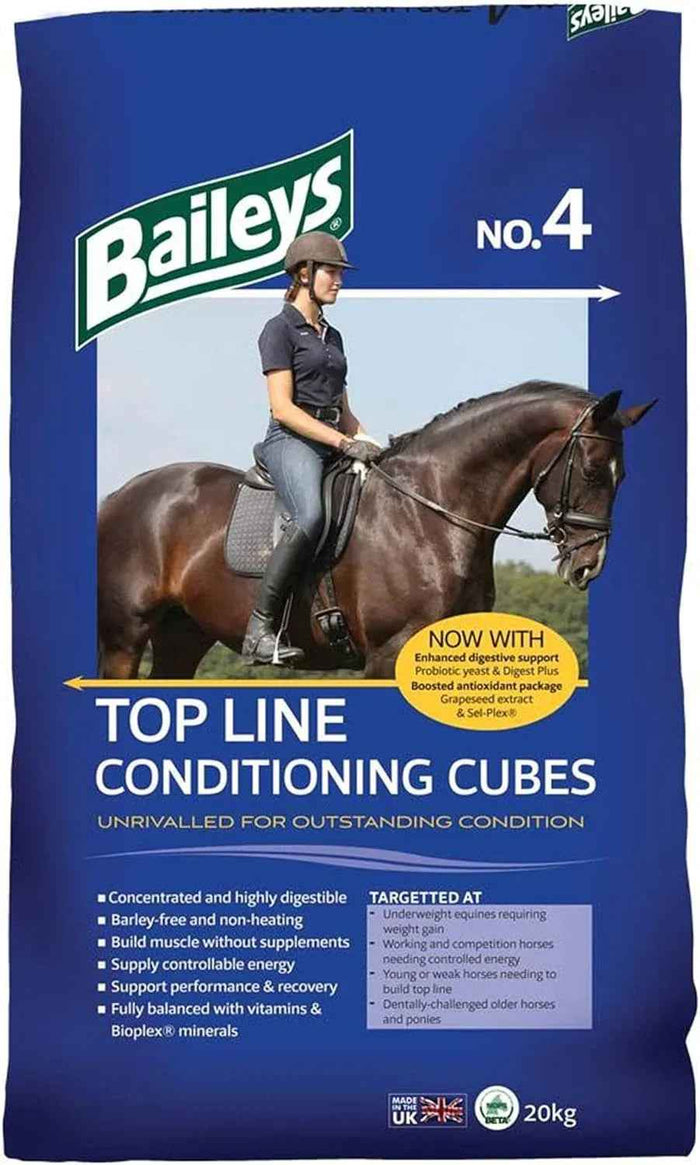 Baileys No.4 Top Line Conditioning Cubes 20kg bag, barley-free cubes for weight and topline