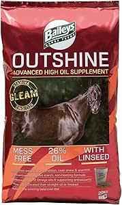 Baileys Outshine 20kg sack of high oil extruded conditioning nuggets for horses