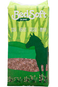 Bedsoft Blend 16kg bale of chopped straw and shavings bedding in green and white printed packaging