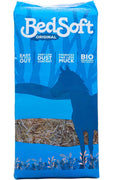 Bedsoft Original 16kg bale of chopped wheat straw bedding in printed blue and white packaging