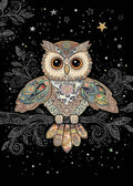 BLANK CARD Patterned Owl Bug Art