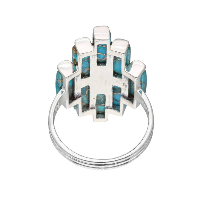 Blue Mohave Turquoise 925 Sterling Silver Statement Rings