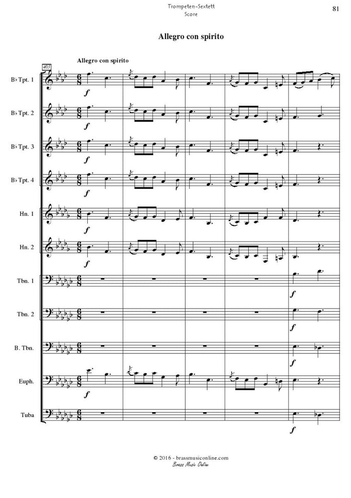 Bohme - Trompeten Sextett - Brass Ensemble - Brass Music Online