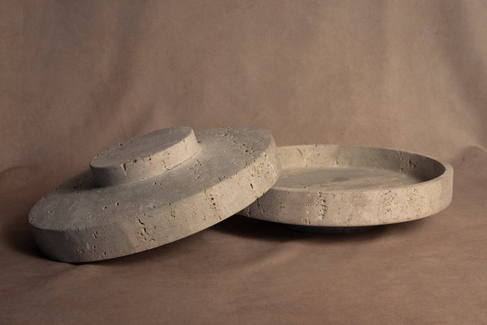 Bowl With Base - Travertine