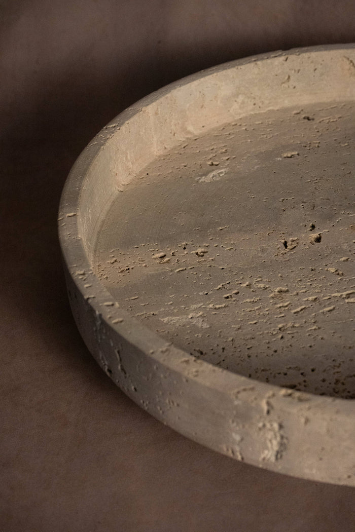 Bowl With Base - Travertine