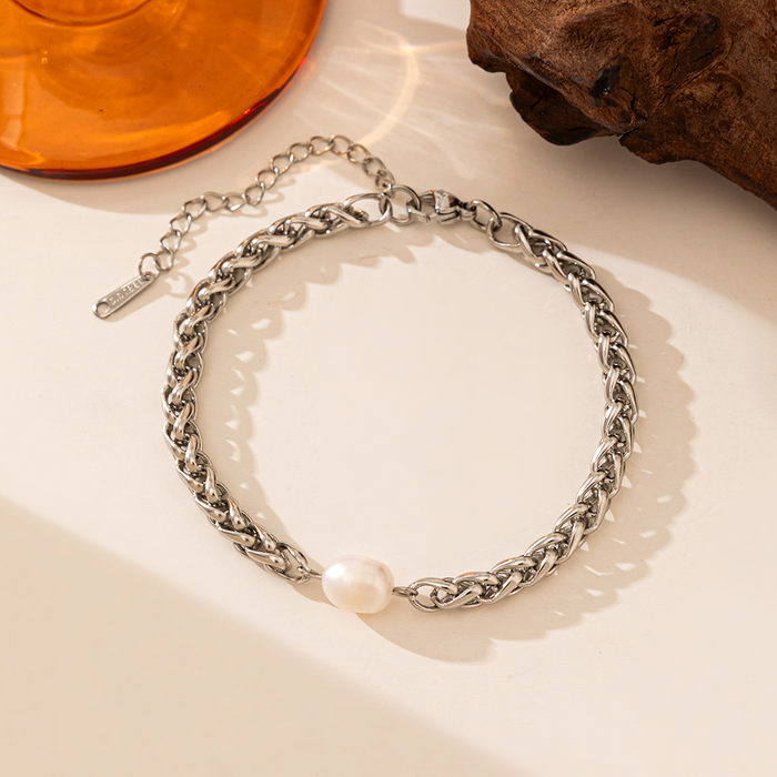 Brazalete Cadena Bizantina Plateada