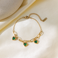 Brazalete Corazones Diamantes Verdes