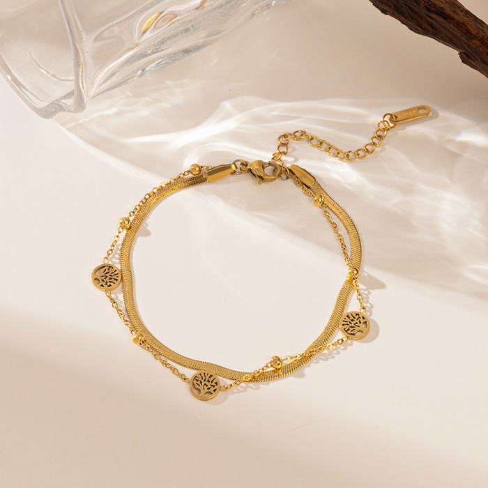 Brazalete Serpiente Dorado & Arboles de la Vida
