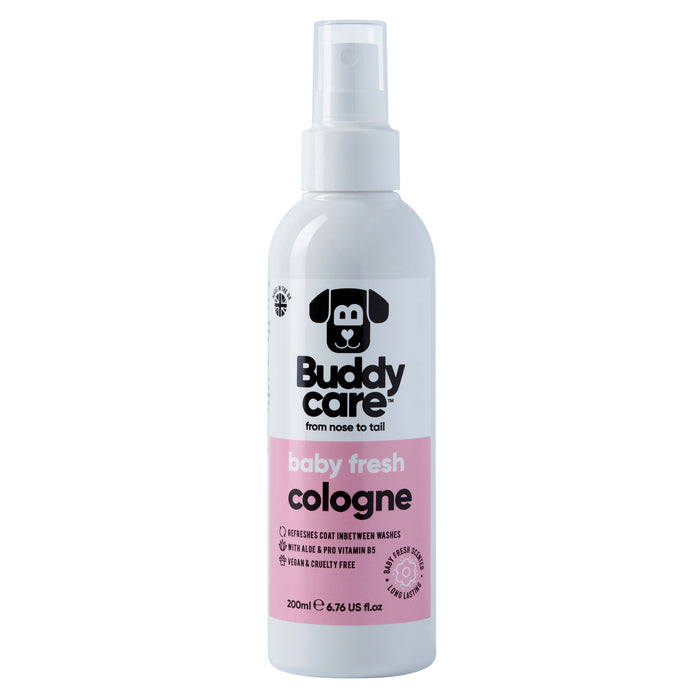 Buddycare Baby Fresh dog cologne 200ml spray bottle, front of pack