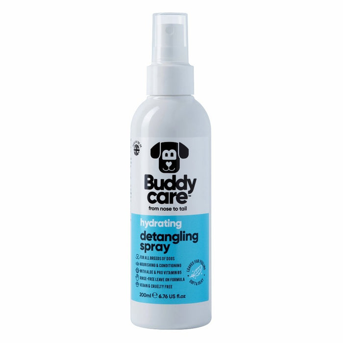 Buddycare dog hydrating detangling spray 200ml bottle, front of pack