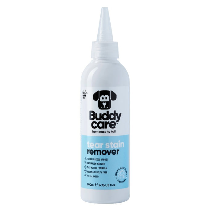 Buddycare dog tear stain remover 200ml bottle, front of pack
