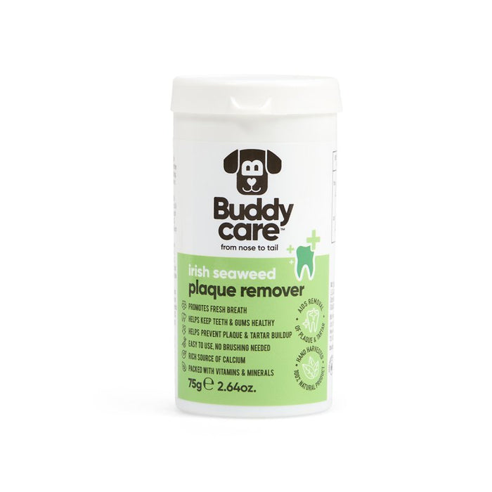 Buddycare Irish Seaweed Plaque Remover 75g tub, front of pack