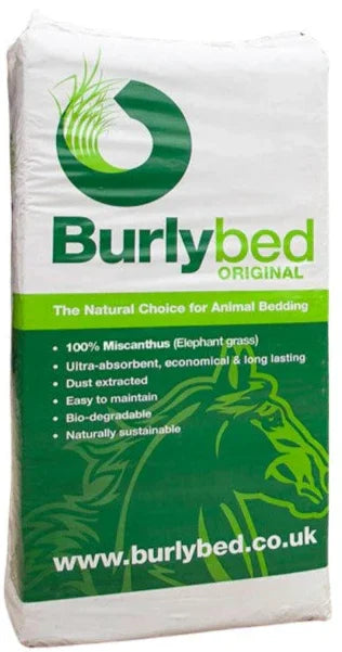 BurlyBed Original shredded miscanthus horse bedding bale