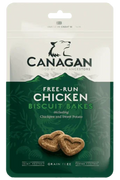Canagan Chicken Biscuit Bakes dog treats in a 150g pack, hard-baked grain-free biscuits with tartar control