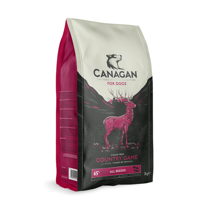 Canagan Country Game grain-free dry dog food in a 2kg bag