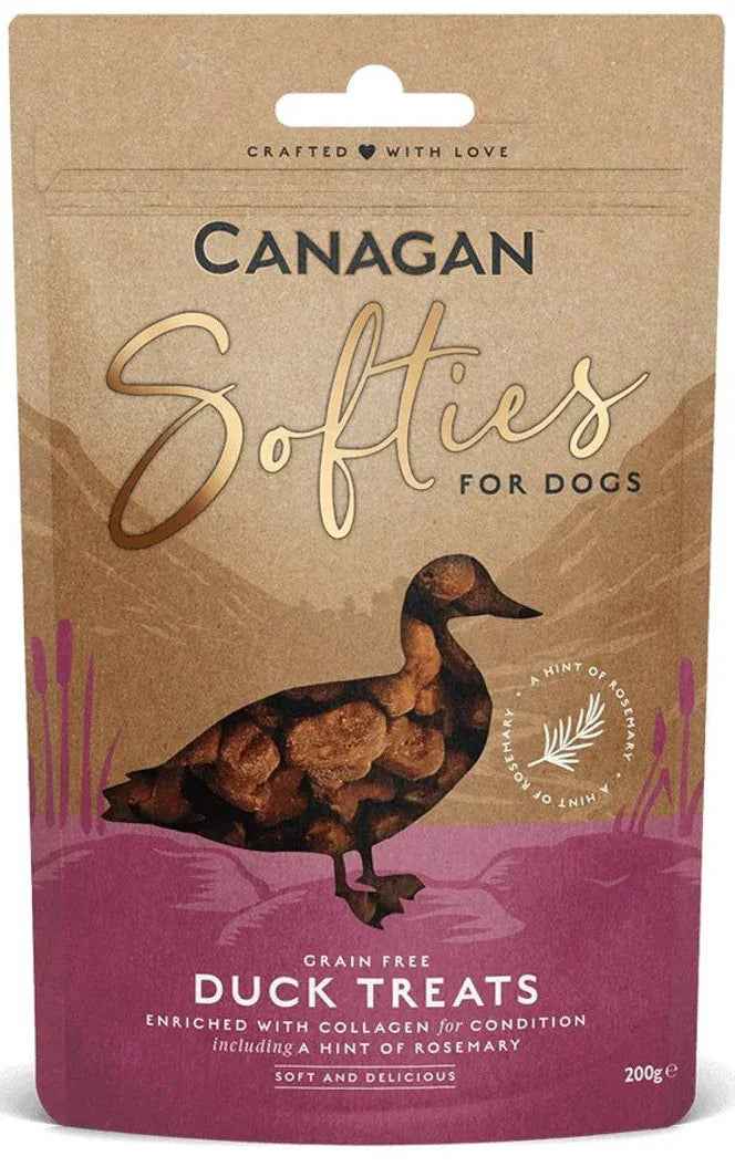 Canagan Duck Softies soft meaty dog treats, front of the 200g bag