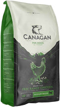 Canagan Free-Run Chicken grain-free dry dog food, 2kg bag in cream and black with the Canagan dog's-head crest