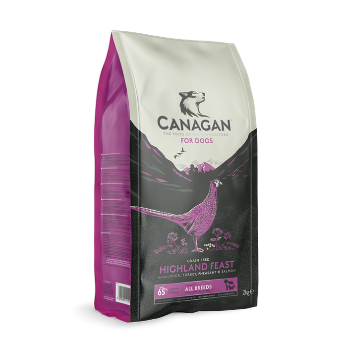 Canagan Highland Feast grain-free dry dog food in a 6kg bag
