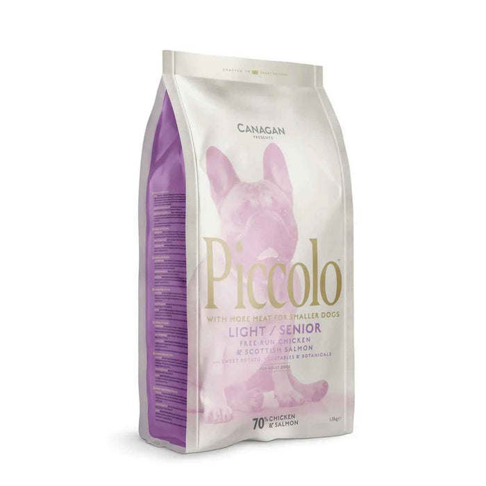 Canagan Piccolo Light/Senior dry dog food for small breeds, front of the 750g bag