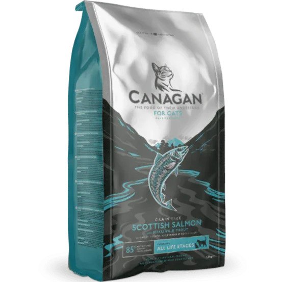 Canagan Scottish Salmon grain-free dry cat food in a 4kg bag