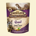 Carnilove Quail with Yellow Carrot 300g wet dog food pouch, front of pack showing quail illustration
