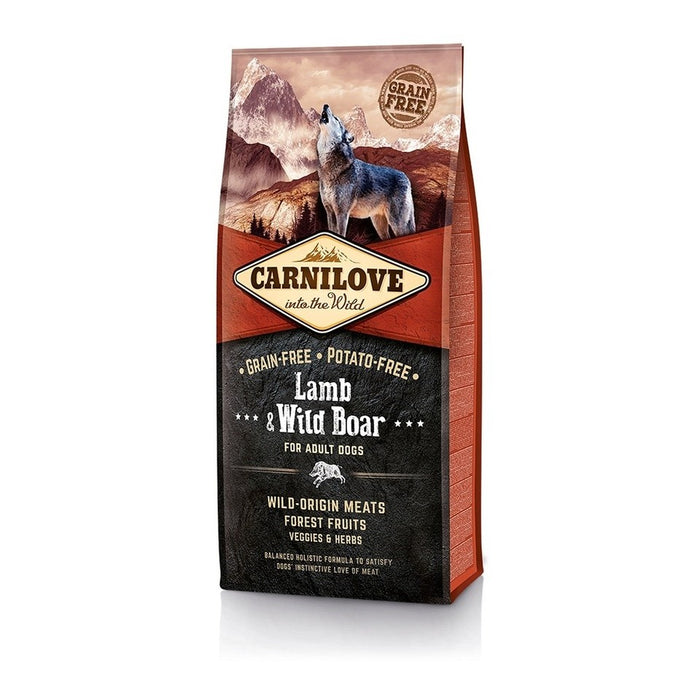 Carnilove Active Lamb & Wild Boar grain-free dry dog food in a 12kg sack