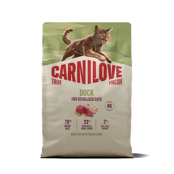 Carnilove True Fresh Duck grain-free dry cat food for sterilised cats, 2kg bag