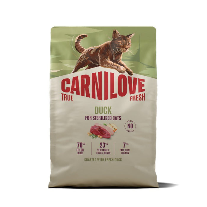 Carnilove True Fresh Duck grain-free dry cat food for sterilised cats, 400g bag