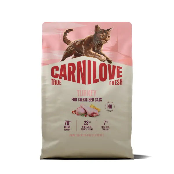 Carnilove True Fresh Turkey grain-free dry cat food for sterilised cats, 400g bag